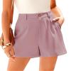 KIRUNDO Shorts for Women Dressy Casual Summer Elastic Waist in The Back Pleated Wide Leg Tailored Work Trouser Shorts (Pink, X-Large) view 4