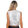 LiiYii Women's Shiny Sequins V Neck Sleeveless Waistcoat Tank Tops Glittery Vest Disco Dance Party Silver Small view 3