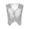 LiiYii Women's Shiny Sequins V Neck Sleeveless Waistcoat Tank Tops Glittery Vest Disco Dance Party Silver Small view 4