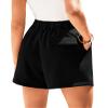 KIRUNDO Shorts for Women Dressy Casual Summer Elastic Waist in The Back Pleated Wide Leg Tailored Work Trouser Shorts (Black, Medium) view 2