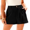 KIRUNDO Shorts for Women Dressy Casual Summer Elastic Waist in The Back Pleated Wide Leg Tailored Work Trouser Shorts (Black, Medium) view 4