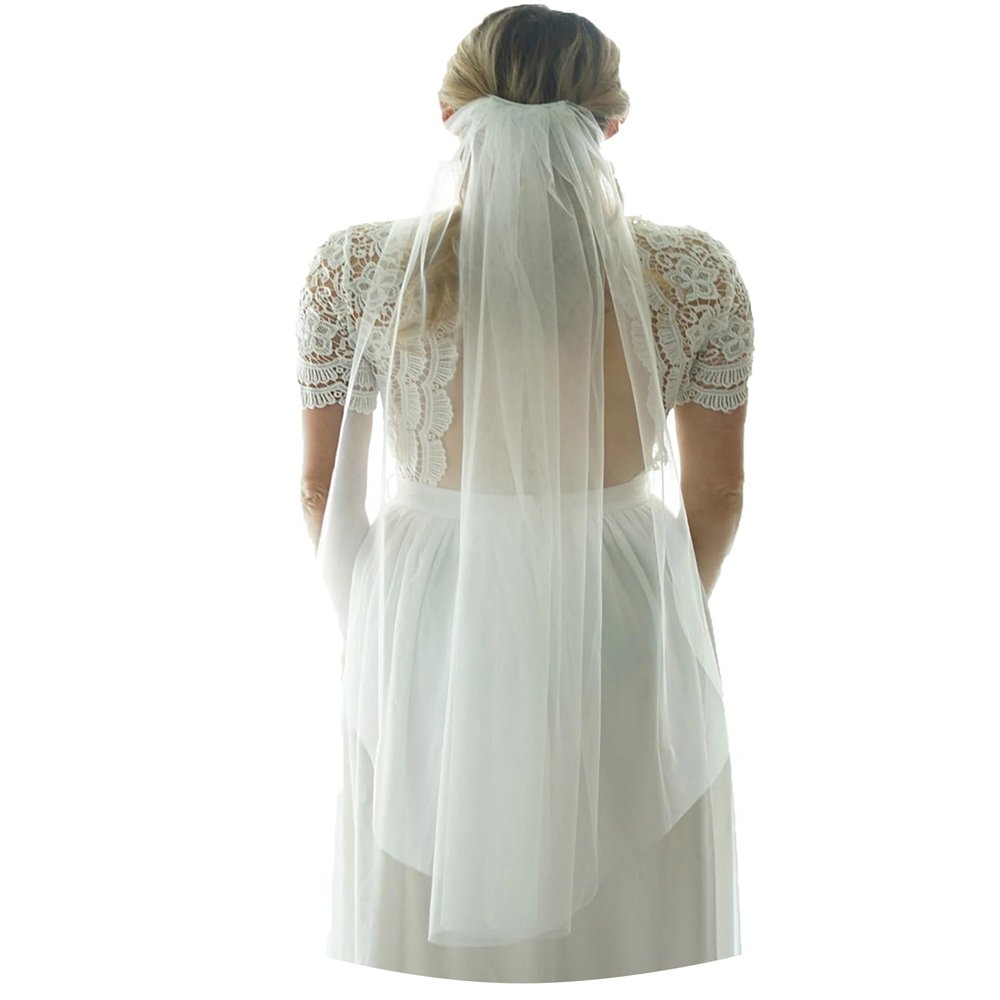AiberLisha Womens 1 Tier Tulle Fingertip Length Wedding Bridal Veil With Metal Comb Ivory 37.4"(95cm)
