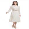 AbleTree Pleated Work Dress for Women Long Sleeve Midi Collared Dresses for Office Business Casual Church Beige view 1