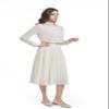 AbleTree Pleated Work Dress for Women Long Sleeve Midi Collared Dresses for Office Business Casual Church Beige view 3
