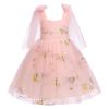 1st Birthday Girl Dress Baby Pink Floral Embroidery Tulle Dress Sleeveless Spaghetti Straps Dress Toddler Wedding Party Princess Dresses Pink 2-3 Years view 1