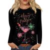 Women's 2024 New Years Printed Tops Print Graphic Tees New Years Eve Outfits Women Round Neck Long Sleeve T-Shirt Happy New Year 2024 T Shirt Workout Blouses,3XL view 1