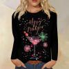 Women's 2024 New Years Printed Tops Print Graphic Tees New Years Eve Outfits Women Round Neck Long Sleeve T-Shirt Happy New Year 2024 T Shirt Workout Blouses,3XL view 2