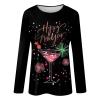 Women's 2024 New Years Printed Tops Print Graphic Tees New Years Eve Outfits Women Round Neck Long Sleeve T-Shirt Happy New Year 2024 T Shirt Workout Blouses,3XL view 3