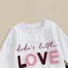 Toddler Baby Boy Valentine's Day Outfit Long Sleeve Letter Sweatshirt Pullover Tops Pants 2Pcs Clothes Set (Little Ivory, 2-3 Years) view 3