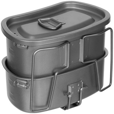 Fox Outdoor Titanium Cookware, 3 Piece Set with Folding Handles, Ultra-light, Robust, Scratch and Acid Resistant, Dishwasher Safe, Tasteless, Hygienic