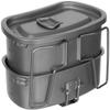 Fox Outdoor Titanium Cookware, 3 Piece Set with Folding Handles, Ultra-light, Robust, Scratch and Acid Resistant, Dishwasher Safe, Tasteless, Hygienic view 1