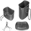 Fox Outdoor Titanium Cookware, 3 Piece Set with Folding Handles, Ultra-light, Robust, Scratch and Acid Resistant, Dishwasher Safe, Tasteless, Hygienic view 2