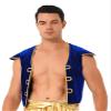Agoky Men's Sleeveless Vest/Pants Costume Arabian Prince Cosplay Dress Up Waistcoat for Halloween Blue X-Large view 1