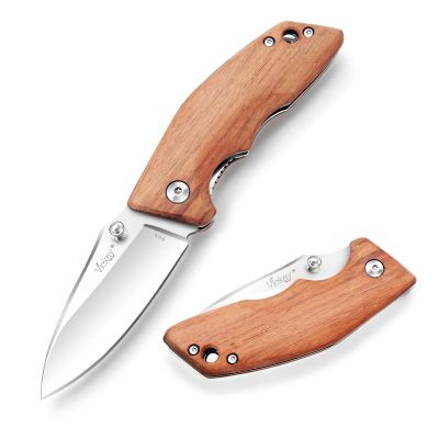 Vickay Pocket Knife, Folding Knife, 2.75" 8Cr13MoV Steel Blade, Wood Handle EDC Knife for Men & Women, Outdoor Camping, Tactical, Hunting, Hiking, Survival - Fathers Day Gift