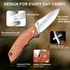 Vickay Pocket Knife, Folding Knife, 2.75" 8Cr13MoV Steel Blade, Wood Handle EDC Knife for Men & Women, Outdoor Camping, Tactical, Hunting, Hiking, Survival - Fathers Day Gift view 3