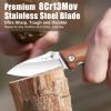 Vickay Pocket Knife, Folding Knife, 2.75" 8Cr13MoV Steel Blade, Wood Handle EDC Knife for Men & Women, Outdoor Camping, Tactical, Hunting, Hiking, Survival - Fathers Day Gift view 4