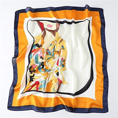 GLigeT Scarf Women Silk Scarf Pattern Neck Hair Band Foulard Square Head Tie Print Scarves Chunky Oversized Winter/Fall (Color : A)