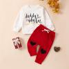 Toddler Baby Boy Valentine's Day Outfit Long Sleeve Letter Sweatshirt Pullover Tops Pants 2Pcs Clothes Set (Daddys White, 3-6 Months) view 2