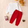 Toddler Baby Boy Valentine's Day Outfit Long Sleeve Letter Sweatshirt Pullover Tops Pants 2Pcs Clothes Set (Daddys White, 3-6 Months) view 3