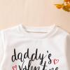 Toddler Baby Boy Valentine's Day Outfit Long Sleeve Letter Sweatshirt Pullover Tops Pants 2Pcs Clothes Set (Daddys White, 3-6 Months) view 4
