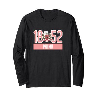 AMAZIGREEK Women's Phi Mu Sorority XX-Large Black Long Sleeve Classic Greek Letter T-Shirt