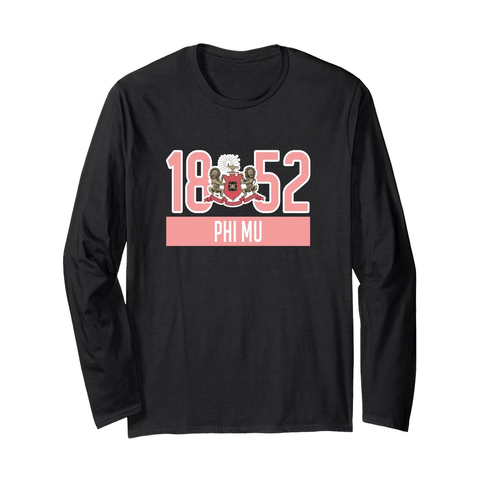 AMAZIGREEK Women's Phi Mu Sorority XX-Large Black Long Sleeve Classic Greek Letter T-Shirt
