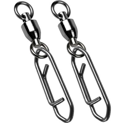 AMYSPORTS High Strength Snap Swivels Stainless Bearing Rolling Fishing Swivel Freshwater Snap Swivels Fishing Clip Steel Black Nickel, 50pcs, 67lbs