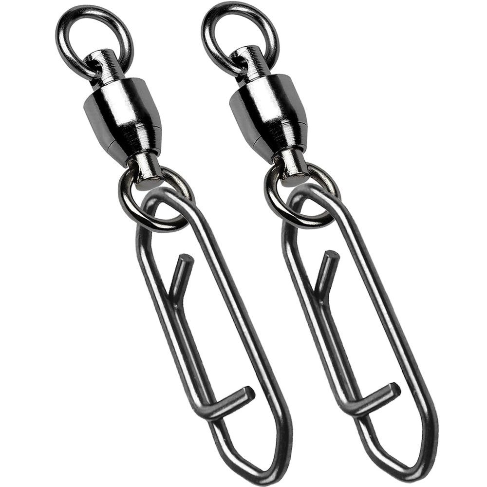 AMYSPORTS High Strength Snap Swivels Stainless Bearing Rolling Fishing Swivel Freshwater Snap Swivels Fishing Clip Steel Black Nickel, 50pcs, 67lbs