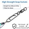 AMYSPORTS High Strength Snap Swivels Stainless Bearing Rolling Fishing Swivel Freshwater Snap Swivels Fishing Clip Steel Black Nickel, 50pcs, 67lbs view 4