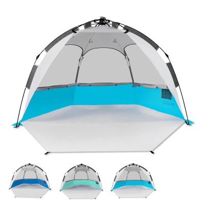 Mansader 6 Person Large Instant Pop Up Beach Tent, UV Protection Portable Easy Setup Sun Shade Shelter for Whole Family, Extended Floor with 3 Ventilating Mesh Windows for Outdoor Camping Fishing