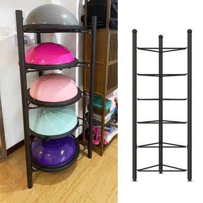 Half Ball Balance Trainer Storage Rack, Half Yoga Ball Holder, Exercise Ball Rack, 3/5/6 Layer for Half Yoga Ball Storage, Half Ball Balance Trainer Wobble Board (Color : Black, Size : 5 Layer H 130