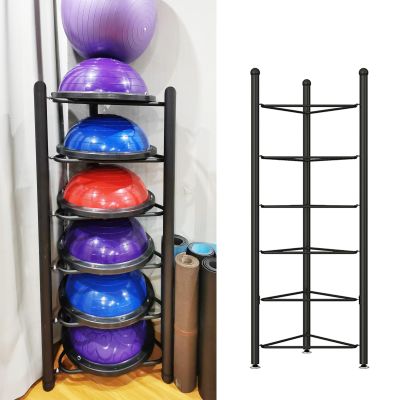 3/5/6 Layer Half Ball Balance Trainer Holder, for Half Yoga Ball for Half Ball Balance Trainer Wobble Board Storage Rack, for Home Gym, Studios (Color : Black, Size : 6 layer H 160 cm/63 in)