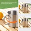 Haofy Stainless Steel Water Cup, 2 Pack Portable Camping Mug with Foldable Handle for Outdoor Travel Hiking (350ML) view 4