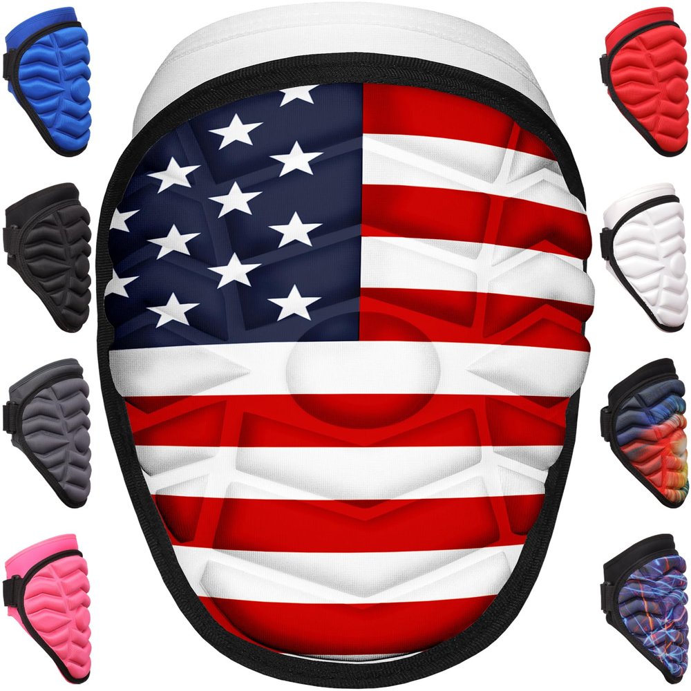 Exxact Sports Defender Baseball Elbow Guard, Batters Softball Elbow Guard Baseball Youth & Adult with Adjustable Straps - (USA Flag, ALXL)