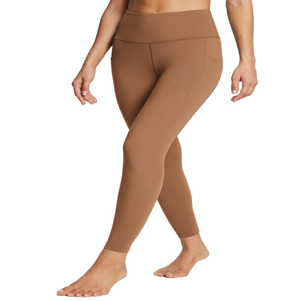 baleaf Leggings with Pockets for Women Tummy Control Workout High Waisted Athletic Ultra Soft 7/12 Gym Yoga Petite Ankle Pants Caramel Caf XL
