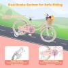 BABY JOY Kids Bike, 18 Inch Kids Bicycles for 4-8 Years Old Children with Training Wheels, Adjustable Height, Kickstand, Handbrake & Coaster Brake, Boys Girls Bike (Pink) view 3