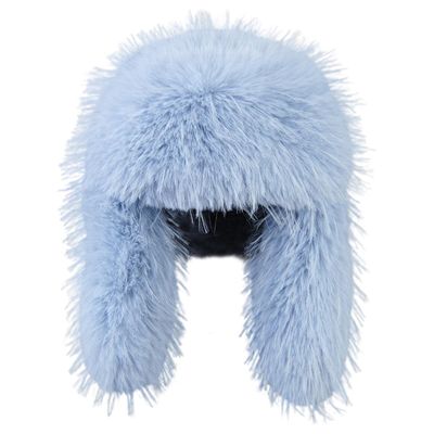 jweemax Artificial Fur Winter Trapper Hat, Winter Ushanka Hat, Aviator Winter Hat, Trapper Hat, Solid Color, Blue