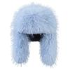 jweemax Artificial Fur Winter Trapper Hat, Winter Ushanka Hat, Aviator Winter Hat, Trapper Hat, Solid Color, Blue view 1