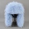 jweemax Artificial Fur Winter Trapper Hat, Winter Ushanka Hat, Aviator Winter Hat, Trapper Hat, Solid Color, Blue view 3
