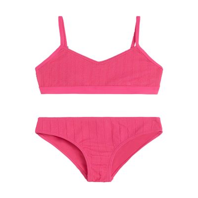 Ruched Solid V-Neck Bikini