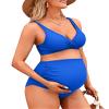 Charmo High Waist Maternity Swimsuit Bikini Ruched Pregnancy Bathing Suits Two Piece Swimwear Bright Blue view 1