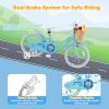 BABY JOY Kids Bike, 18 Inch Kids Bicycles for 4-8 Years Old Children with Training Wheels, Adjustable Height, Kickstand, Handbrake & Coaster Brake, Boys Girls Bike (Blue) view 3