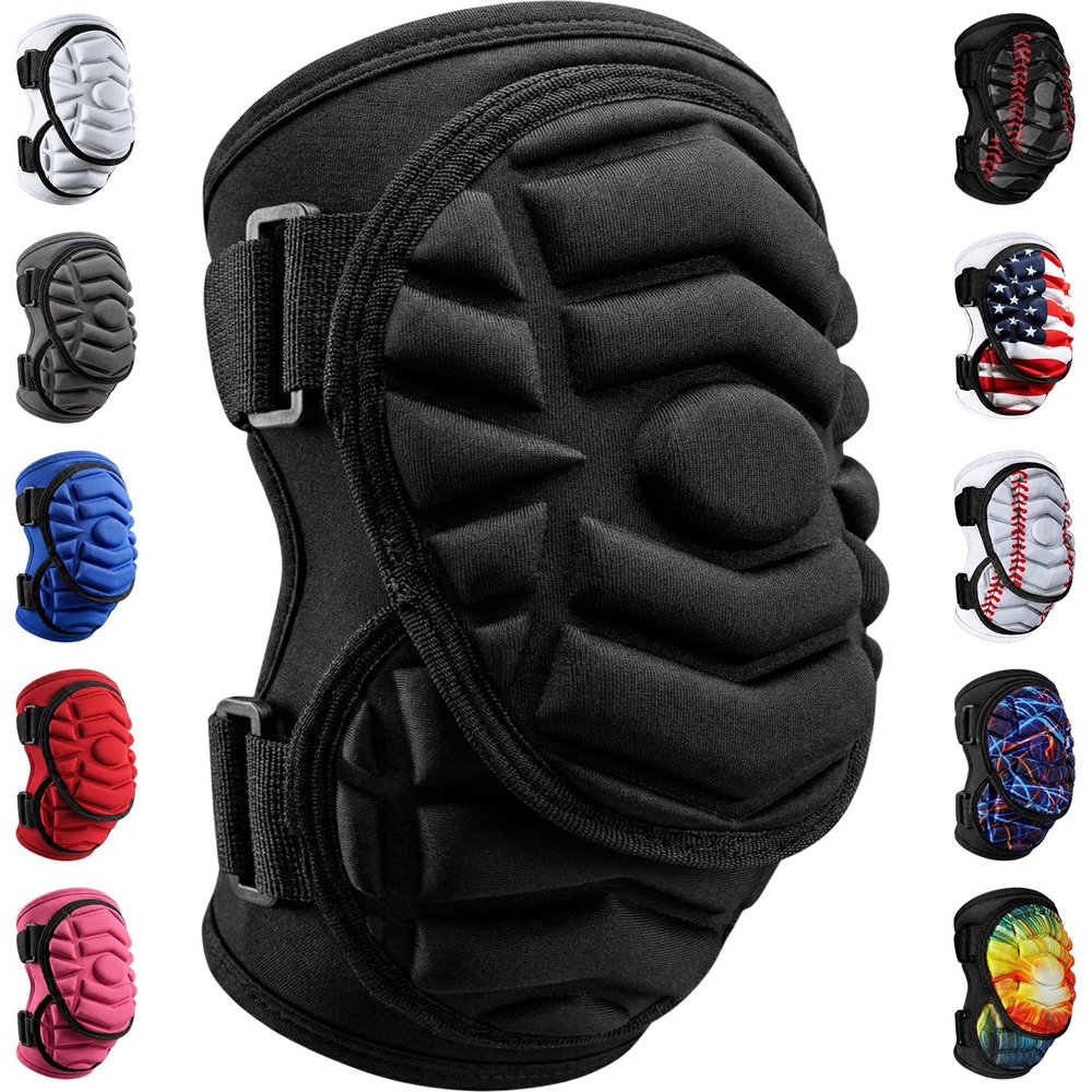 Exxact Sports Defender Plus Baseball Elbow Guard Youth & Adult, Batters Softball Elbow Guard Baseball with Adjustable Straps - (Black, ALXL)