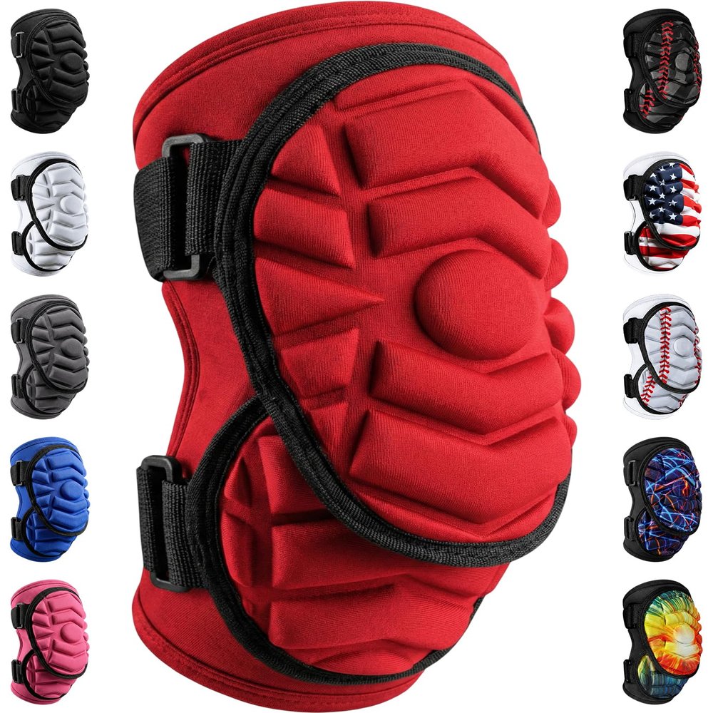 Exxact Sports Defender Plus Baseball Elbow Guard Youth & Adult, Batters Softball Elbow Guard Baseball with Adjustable Straps - (Red, ASM)