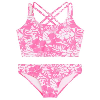 Kanu Surf Girls, Waverly UPF 50+ Beach Sport Criss-Cross Tankini, Fiona Neon Pink, 14