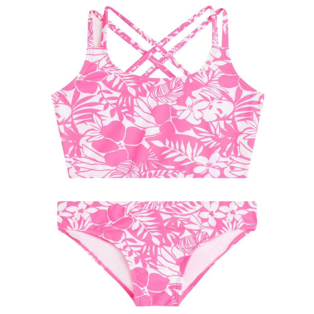 Kanu Surf Girls, Waverly UPF 50+ Beach Sport Criss-Cross Tankini, Fiona Neon Pink, 14
