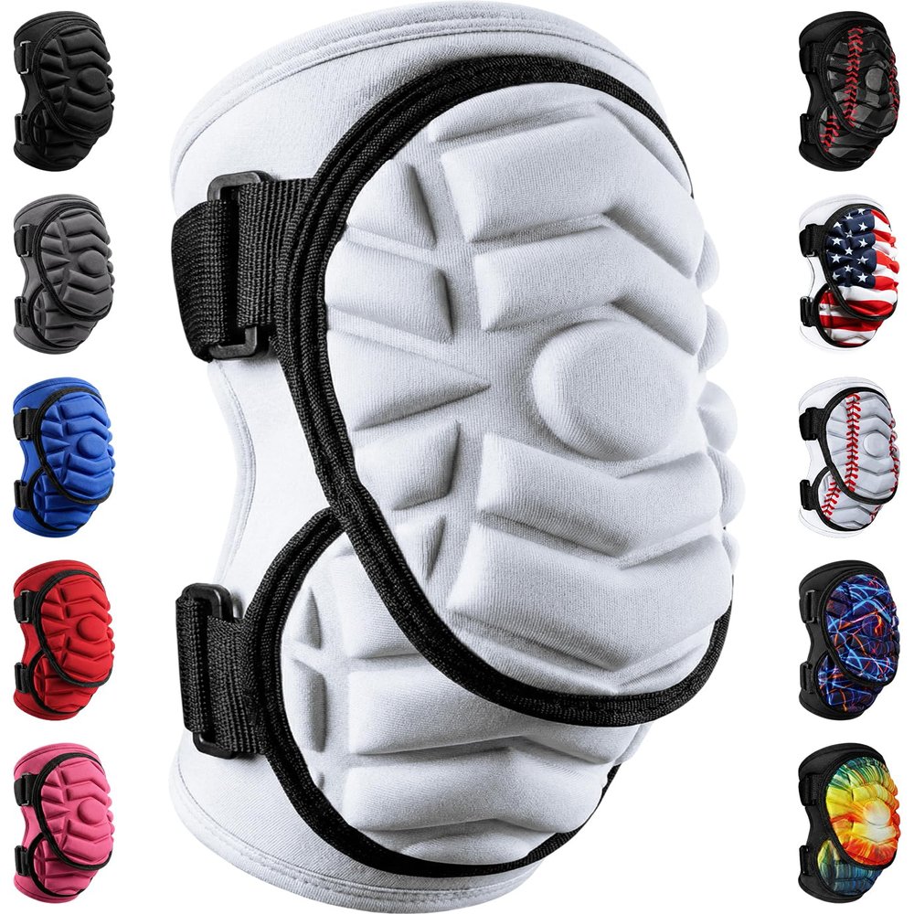 Exxact Sports Defender Plus Baseball Elbow Guard Youth & Adult, Batters Softball Elbow Guard Baseball with Adjustable Straps - (White, Youth)