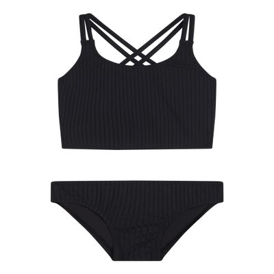 Kanu Surf Girls, Waverly UPF 50+ Beach Sport Criss-Cross Tankini, Drop Needle Solid Black, 6