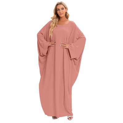 Abayas for Women Abaya Full Length Dubai Turkey Kaftan Jilbab Burkas Muslim Hijab Dress Batwing Sleeve Arabian Robe Ramadan Prayer Dresses Modest Islamic Casual Clothes Dusty Pink One Size
