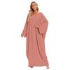 Abayas for Women Abaya Full Length Dubai Turkey Kaftan Jilbab Burkas Muslim Hijab Dress Batwing Sleeve Arabian Robe Ramadan Prayer Dresses Modest Islamic Casual Clothes Dusty Pink One Size view 2